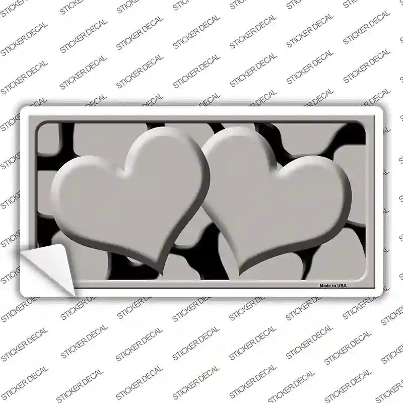 Grey Black Giraffe Grey Centered Hearts Novelty Sticker Decal