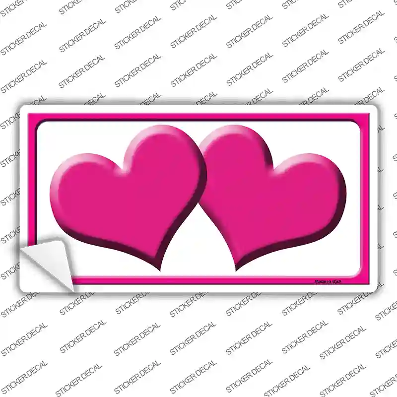 Solid Pink Centered Hearts White Novelty Sticker Decal