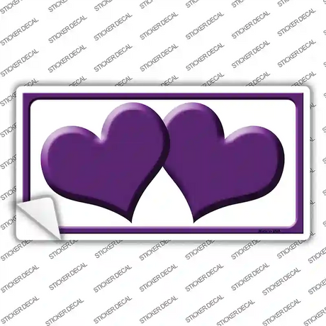 Solid Purple Centered Hearts White Novelty Sticker Decal