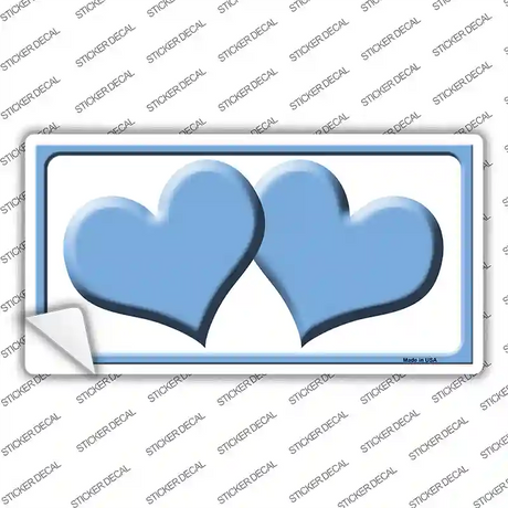 Solid Light Blue Centered Hearts White Novelty Sticker Decal