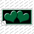 Solid Green Centered Hearts Black Novelty Sticker Decal