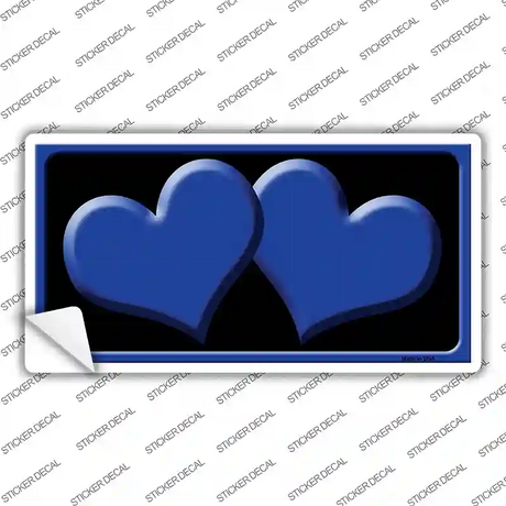 Solid Blue Centered Hearts Black Novelty Sticker Decal