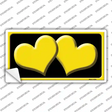 Solid Yellow Centered Hearts Black Novelty Sticker Decal