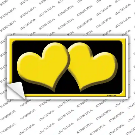 Solid Yellow Centered Hearts Black Novelty Sticker Decal