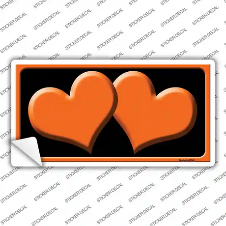 Solid Orange Centered Hearts Black Novelty Sticker Decal