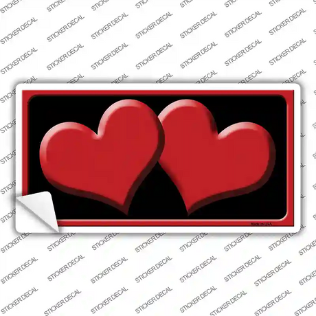 Solid Red Centered Hearts Black Novelty Sticker Decal