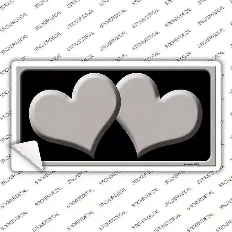 Solid Grey Centered Hearts Black Novelty Sticker Decal