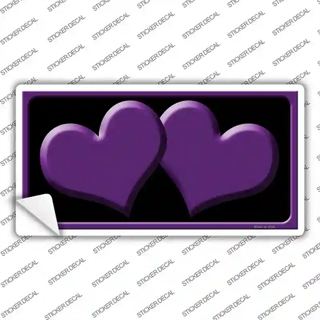 Solid Purple Centered Hearts Black Novelty Sticker Decal