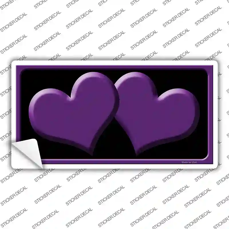 Solid Purple Centered Hearts Black Novelty Sticker Decal