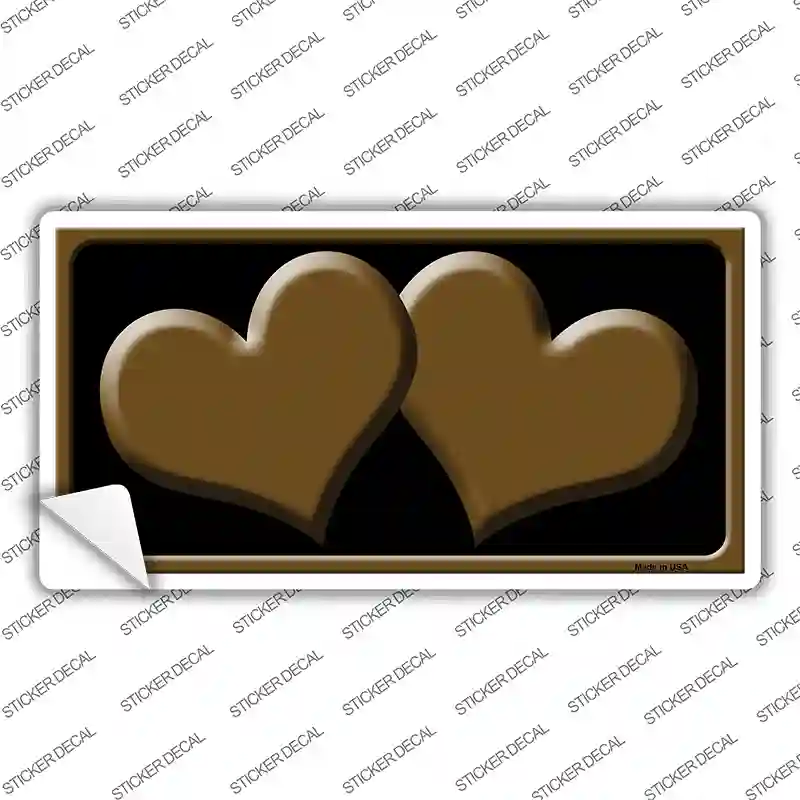 Solid Brown Centered Hearts Black Novelty Sticker Decal
