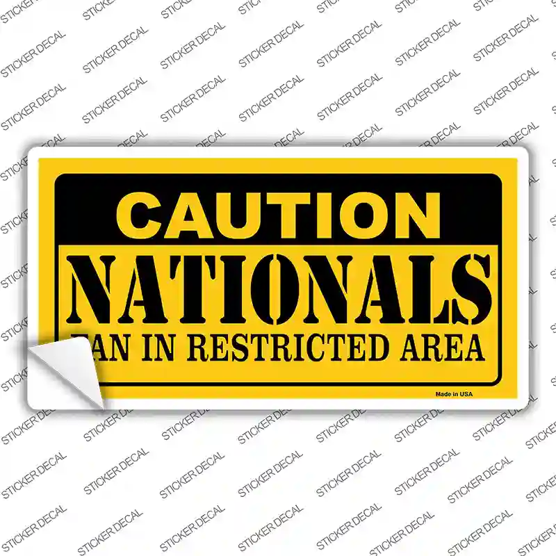 Caution Nationals Fan Novelty Sticker Decal