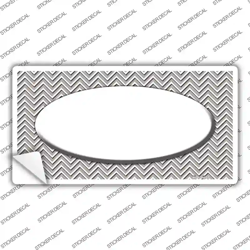 Grey White Chevon White Oval Novelty Sticker Decal