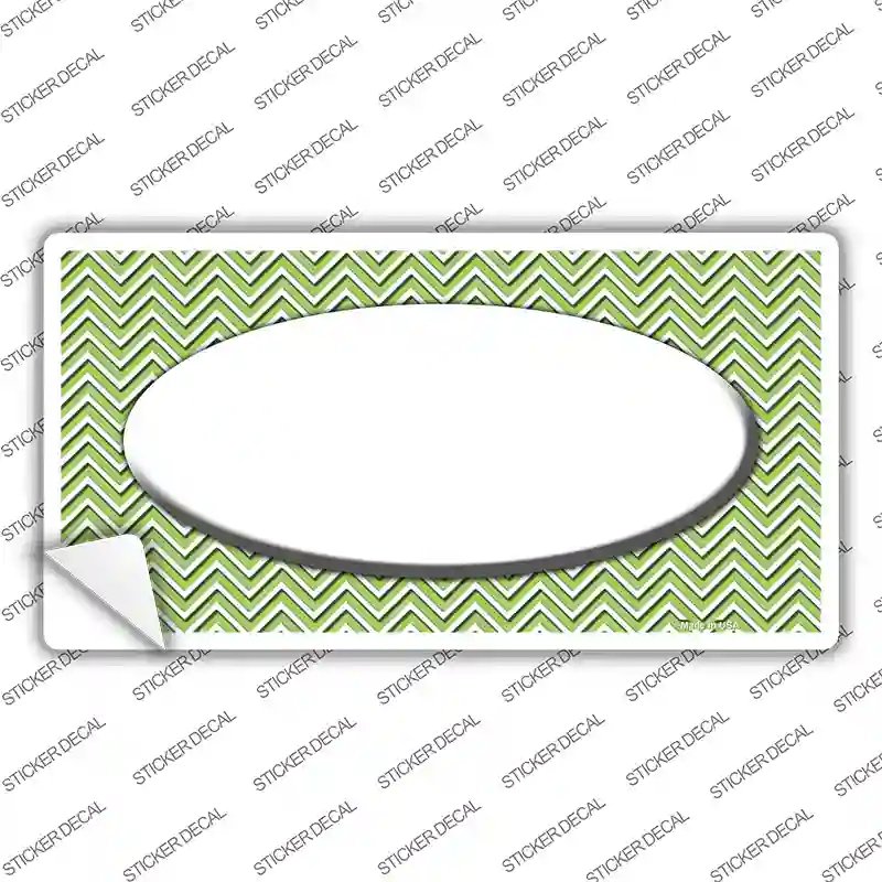 Lime Green White Chevon White Center Oval Novelty Sticker Decal