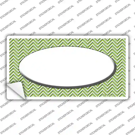 Lime Green White Chevon White Center Oval Novelty Sticker Decal