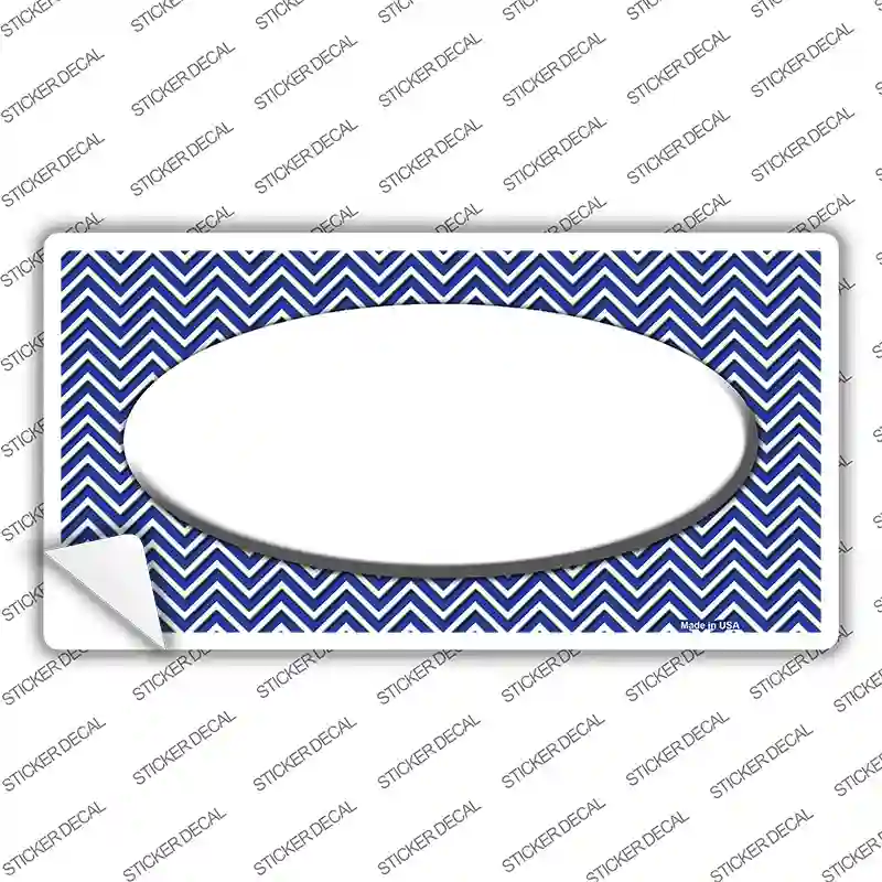 Blue White Chevon White Center Oval Novelty Sticker Decal