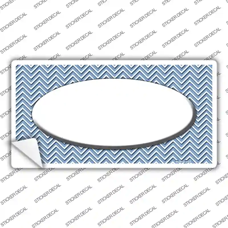 Light Blue White Chevon White Center Oval Novelty Sticker Decal