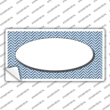 Light Blue White Chevon White Center Oval Novelty Sticker Decal