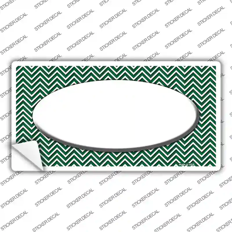 Green White Chevon White Center Oval Novelty Sticker Decal