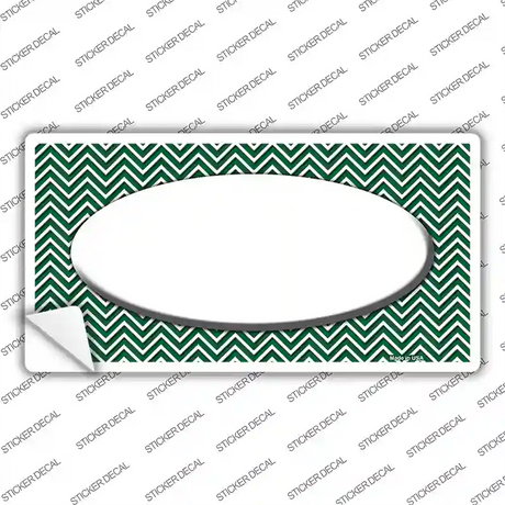 Green White Chevon White Center Oval Novelty Sticker Decal