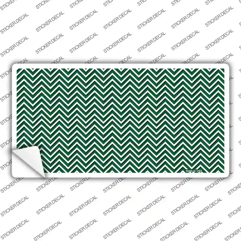 Green White Chevron Novelty Sticker Decal