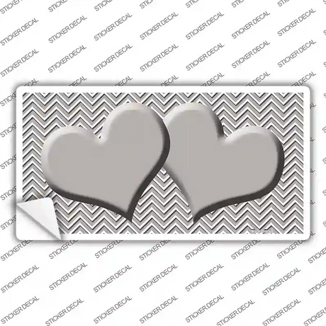 Grey White Chevon Grey Center Hearts Novelty Sticker Decal