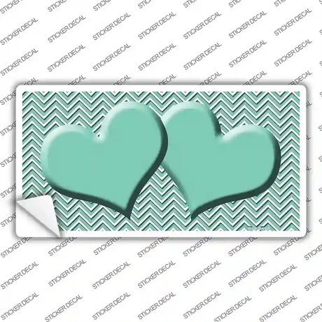 Mint White Chevron Mint Center Hearts Novelty Sticker Decal