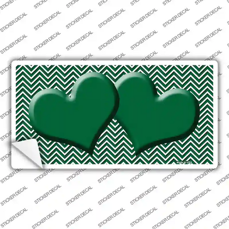 Green White Chevron Green Center Hearts Novelty Sticker Decal