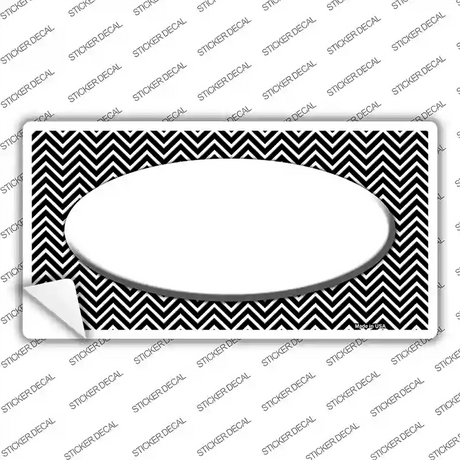 Black White Chevon Center Oval Novelty Sticker Decal
