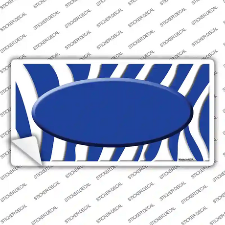 Blue White Zebra Blue Center Oval Novelty Sticker Decal