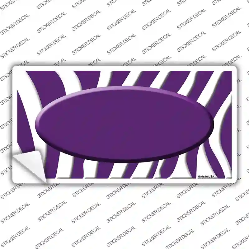 Purple White Zebra Purple Center Oval Novelty Sticker Decal