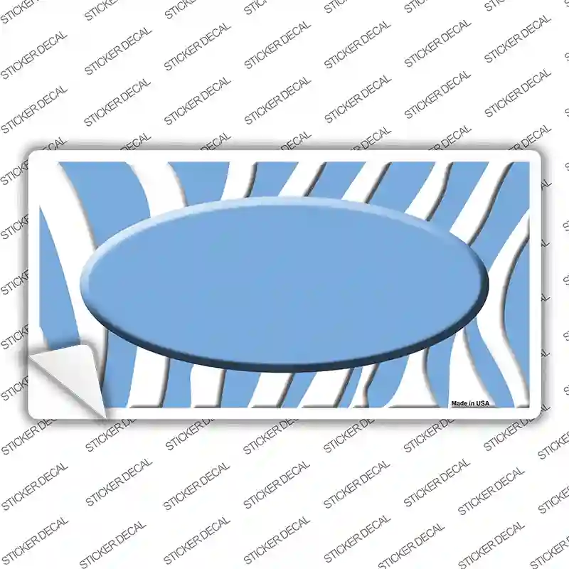 Light Blue White Zebra Light Blue Center Oval Novelty Sticker Decal