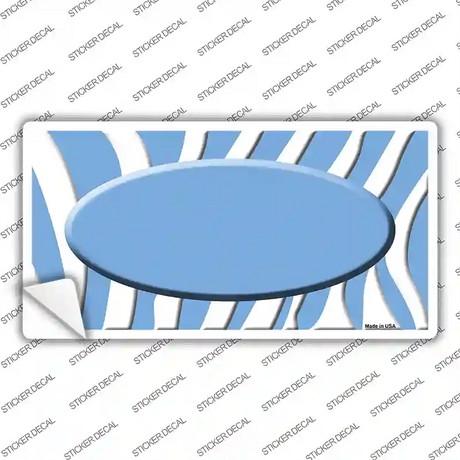 Light Blue White Zebra Light Blue Center Oval Novelty Sticker Decal