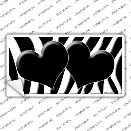 Black White Zebra Black Centered Hearts Novelty Sticker Decal