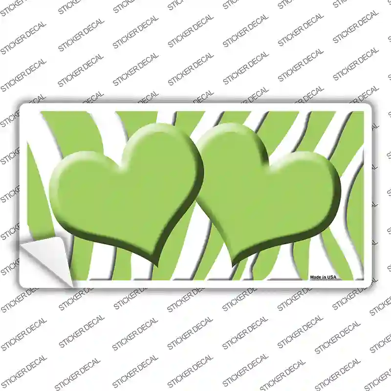 Lime Green White Zebra Lime Green Centered Hearts Novelty Sticker Decal