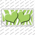 Lime Green White Zebra Lime Green Centered Hearts Novelty Sticker Decal