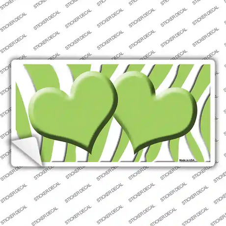 Lime Green White Zebra Lime Green Centered Hearts Novelty Sticker Decal