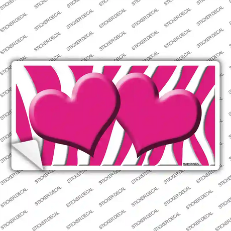 Pink White Zebra Pink Centered Hearts Novelty Sticker Decal