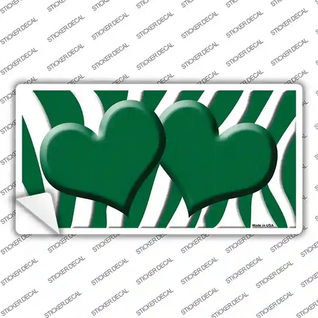 Green White Zebra Green Centered Hearts Novelty Sticker Decal
