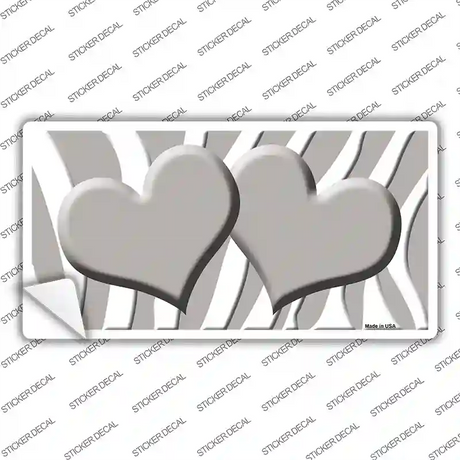 Grey White Zebra Blue Centered Hearts Novelty Sticker Decal