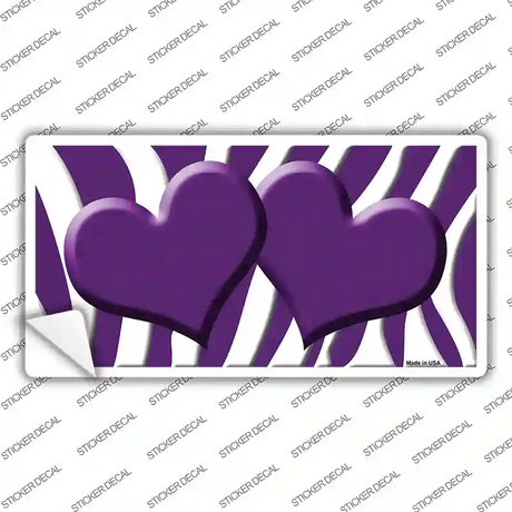 Purple White Zebra Purple Centered Hearts Novelty Sticker Decal