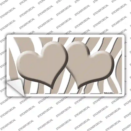 Tan White Zebra Tan Centered Hearts Novelty Sticker Decal