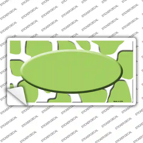 Lime Green White Giraffe Lime Green Center Oval Novelty Sticker Decal