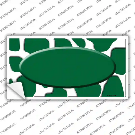 Green White Giraffe Green Center Oval Novelty Sticker Decal