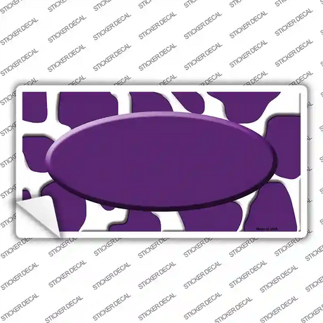 Purple White Giraffe Purple Center Oval Novelty Sticker Decal