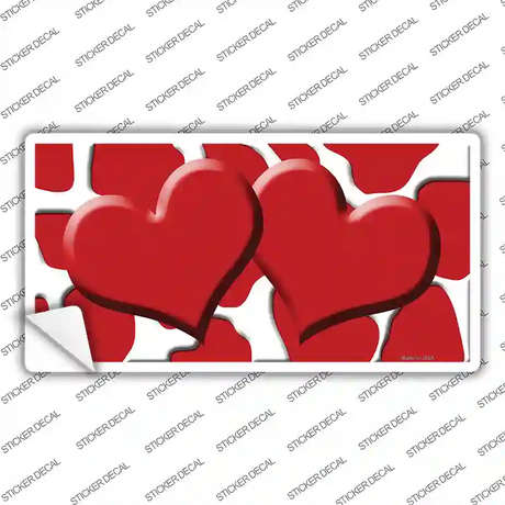 Red White Giraffe Red Centered Hearts Novelty Sticker Decal