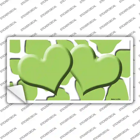 Lime Green White Giraffe Lime Green Centered Hearts Novelty Sticker Decal