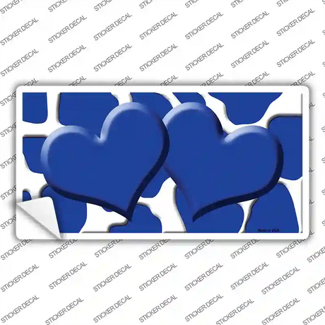 Blue White Giraffe Blue Centered Hearts Novelty Sticker Decal