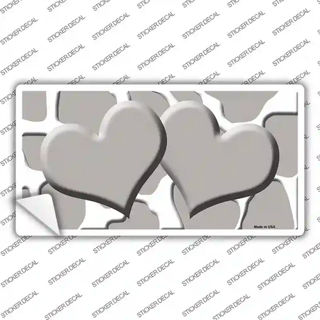 Grey White Giraffe Grey Centered Hearts Novelty Sticker Decal