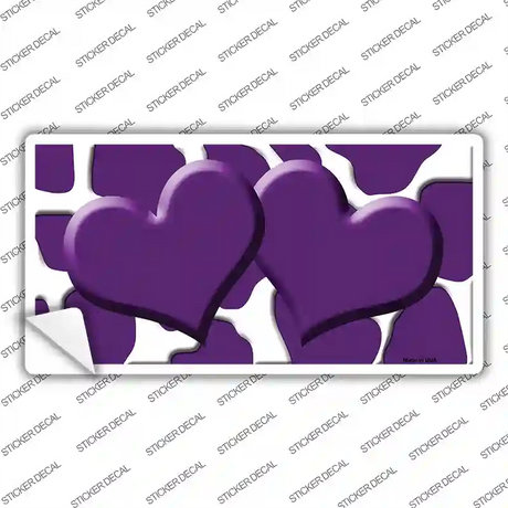Purple White Giraffe Purple Centered Hearts Novelty Sticker Decal