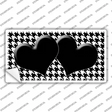 White Black Houndstooth Black Center Hearts Novelty Sticker Decal